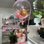 Yapay Çiçekli Hoş Geldin Kız Bebek Balonu