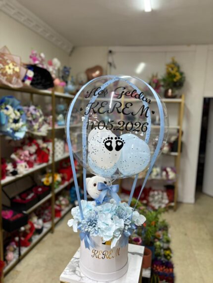 Büyük Boy 25 cm Ayıcıklı Hoş geldin Erkek Bebek Balonu