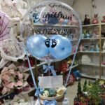 Sepetli yeni doğan erkek bebek balonu