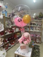 Sepetli yeni doğan kız bebek balonu